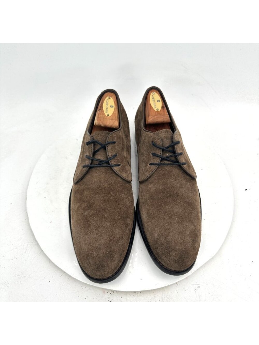 John Varvatos Men Size 7.5B Brown Suede Leather Lace Up Derby Shoes